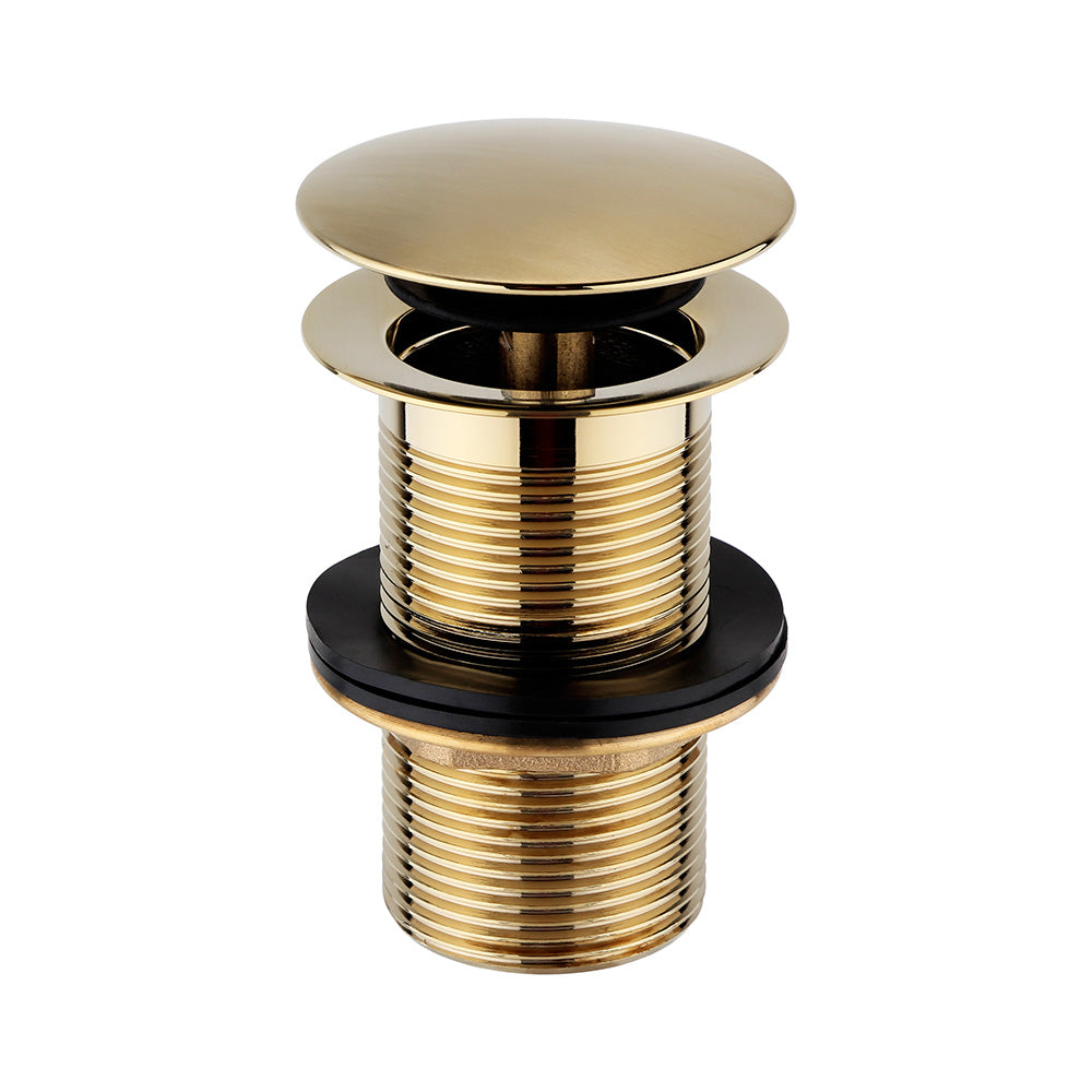 Basin Solid Brass clicker Brushed Brass waste Unslotted with Brass backnut