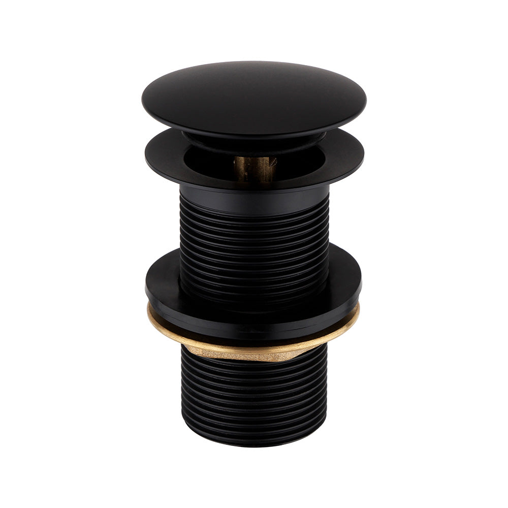 Basin Solid Brass clicker Matt Black waste Unslotted with Brass backnut