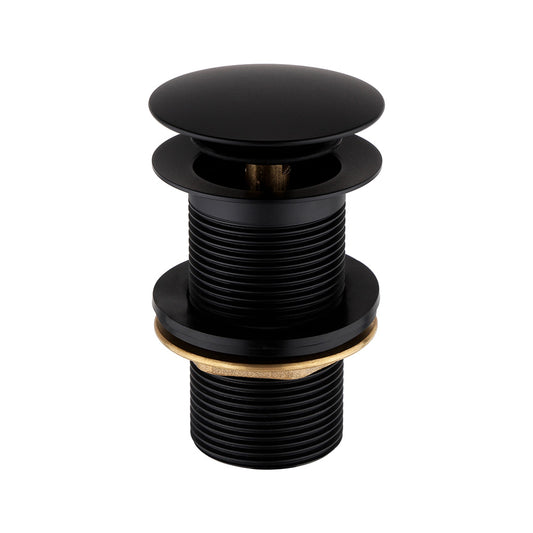 Basin Solid Brass clicker Matt Black waste Unslotted with Brass backnut