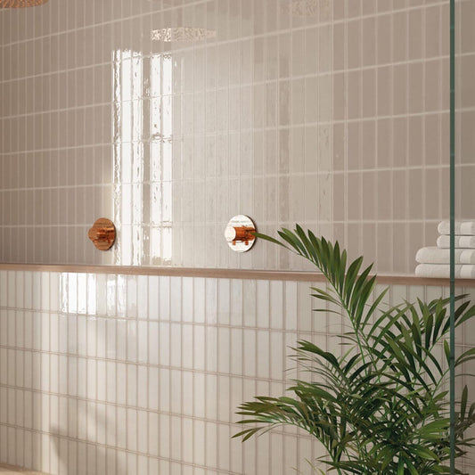 Santa Cruz Base Beige Gloss Brick Tile 200x65mm