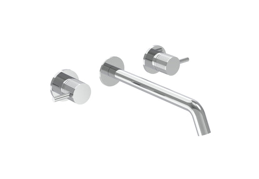 COS 3 Tap Hole Wall mounted Basin Mixer KIT - w/ Long spout (220mm) w/ Fluted handle