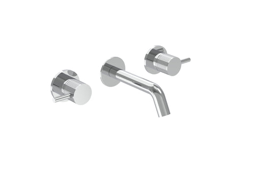 COS 3 Tap Hole Wall mounted Basin Mixer KIT - w/ Short spout (130mm) w/ Fluted handle