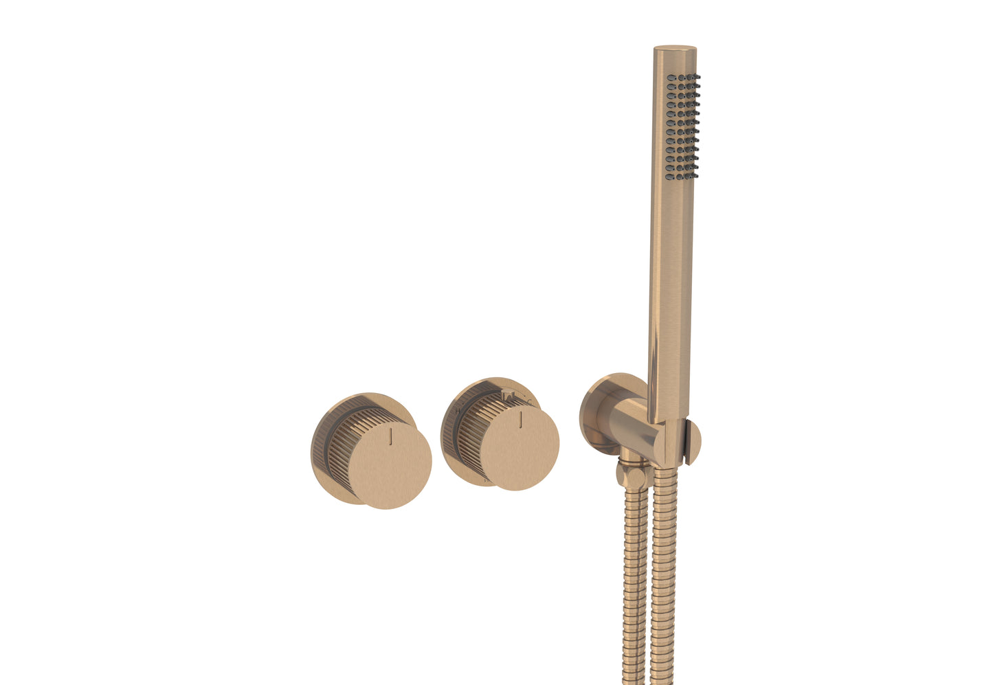 COS 2 Way Thermostatic Shower RING Valve KIT - w/ Fluted Handle & HANDSET - Portrait & Landscape
