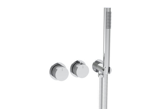 COS 2 Way Thermostatic Shower RING Valve KIT - w/ Fluted Handle & HANDSET - Portrait & Landscape