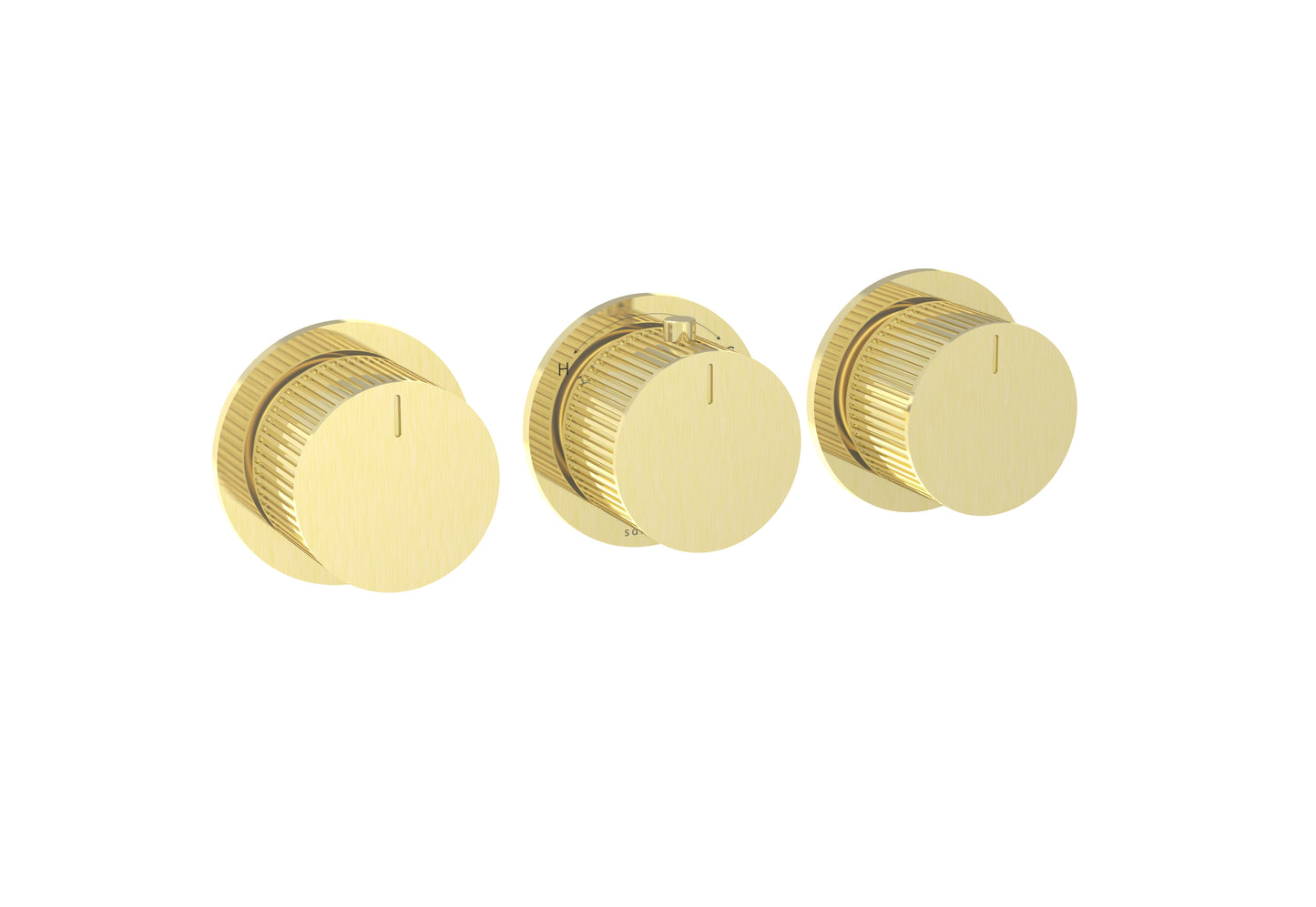 COS 3 Way Thermostatic Shower RING Valve KIT - w/ Fluted Handle - Portrait & Landscape