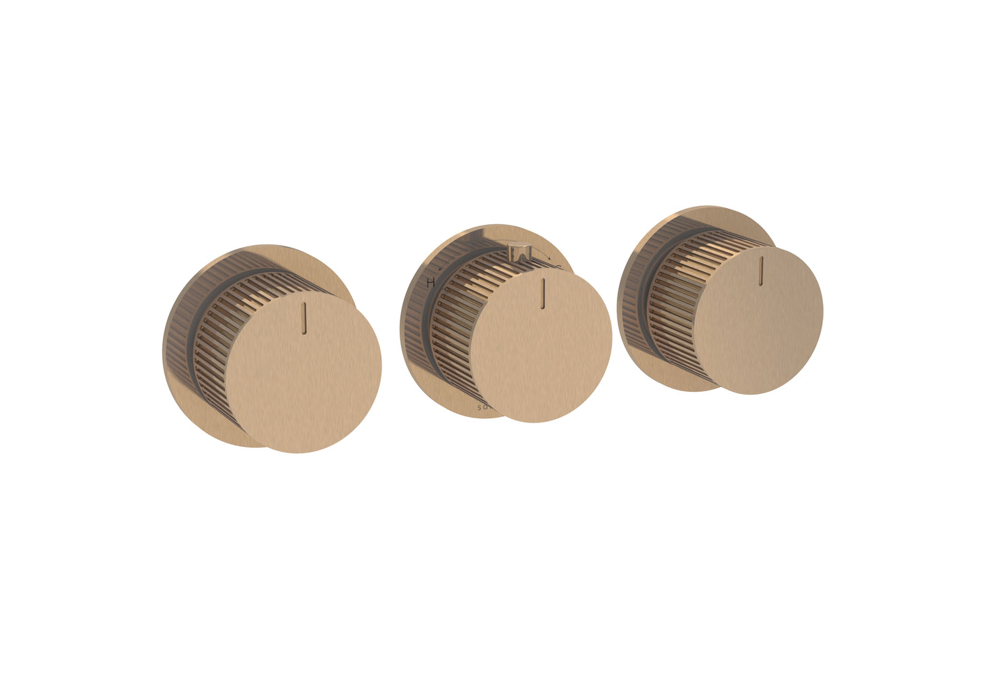 COS 3 Way Thermostatic Shower RING Valve KIT - w/ Fluted Handle - Portrait & Landscape