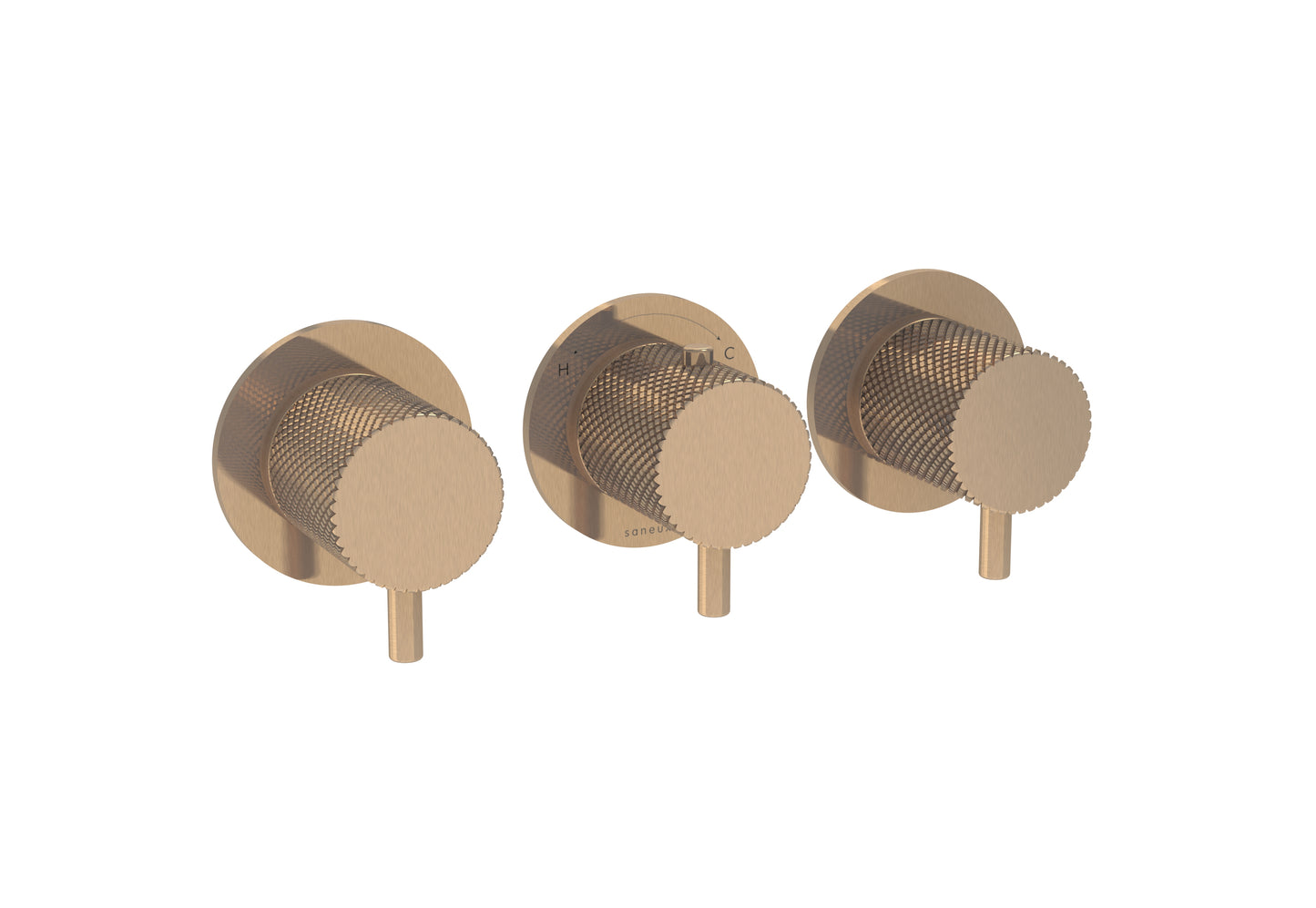COS 3 Way Thermostatic Shower RING Valve KIT - w/ Knurled Handle - Portrait & Landscape