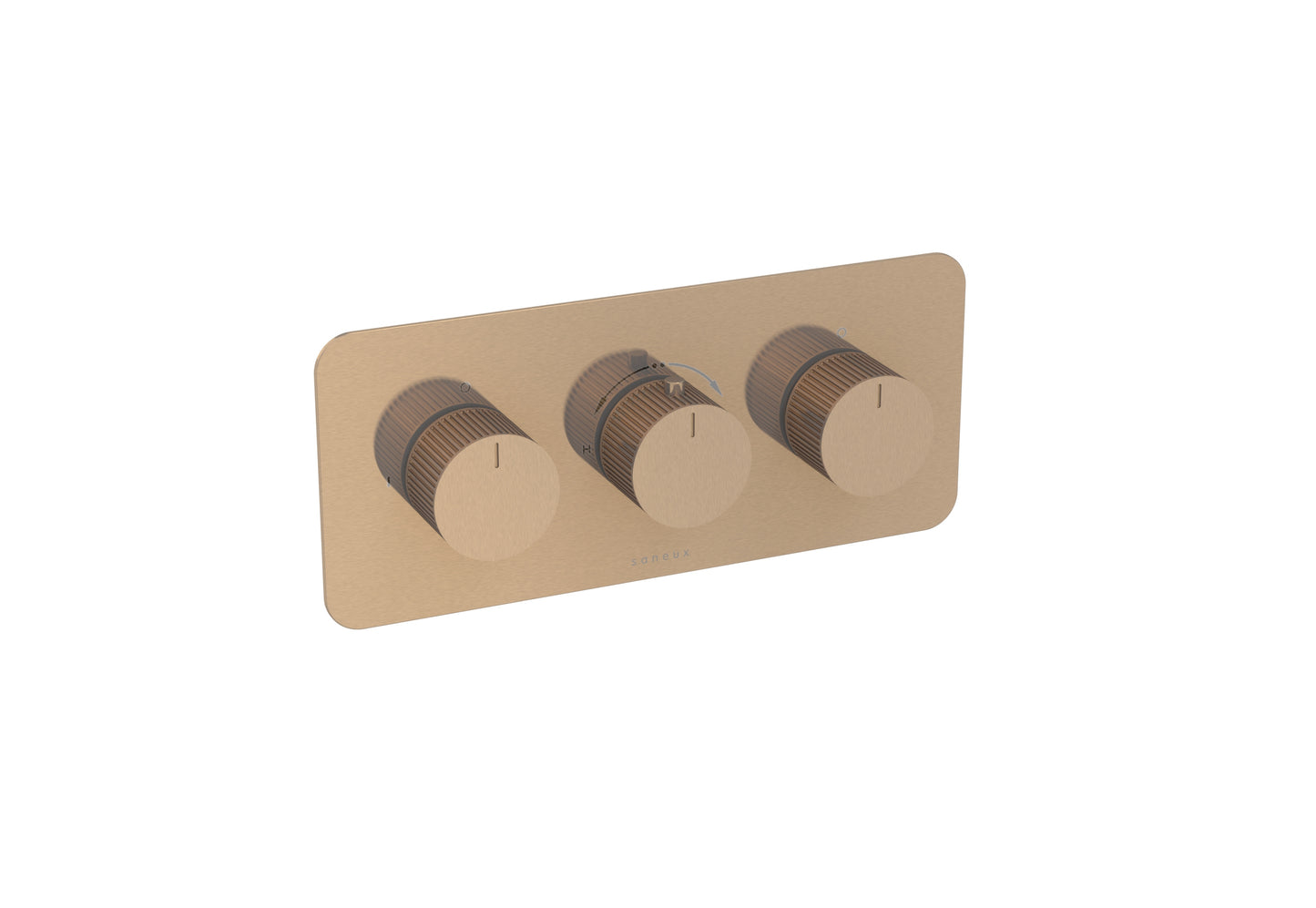 COS 2 Way 3 Handle Thermostatic Shower Valve KIT - w/ Fluted Handle - Landscape