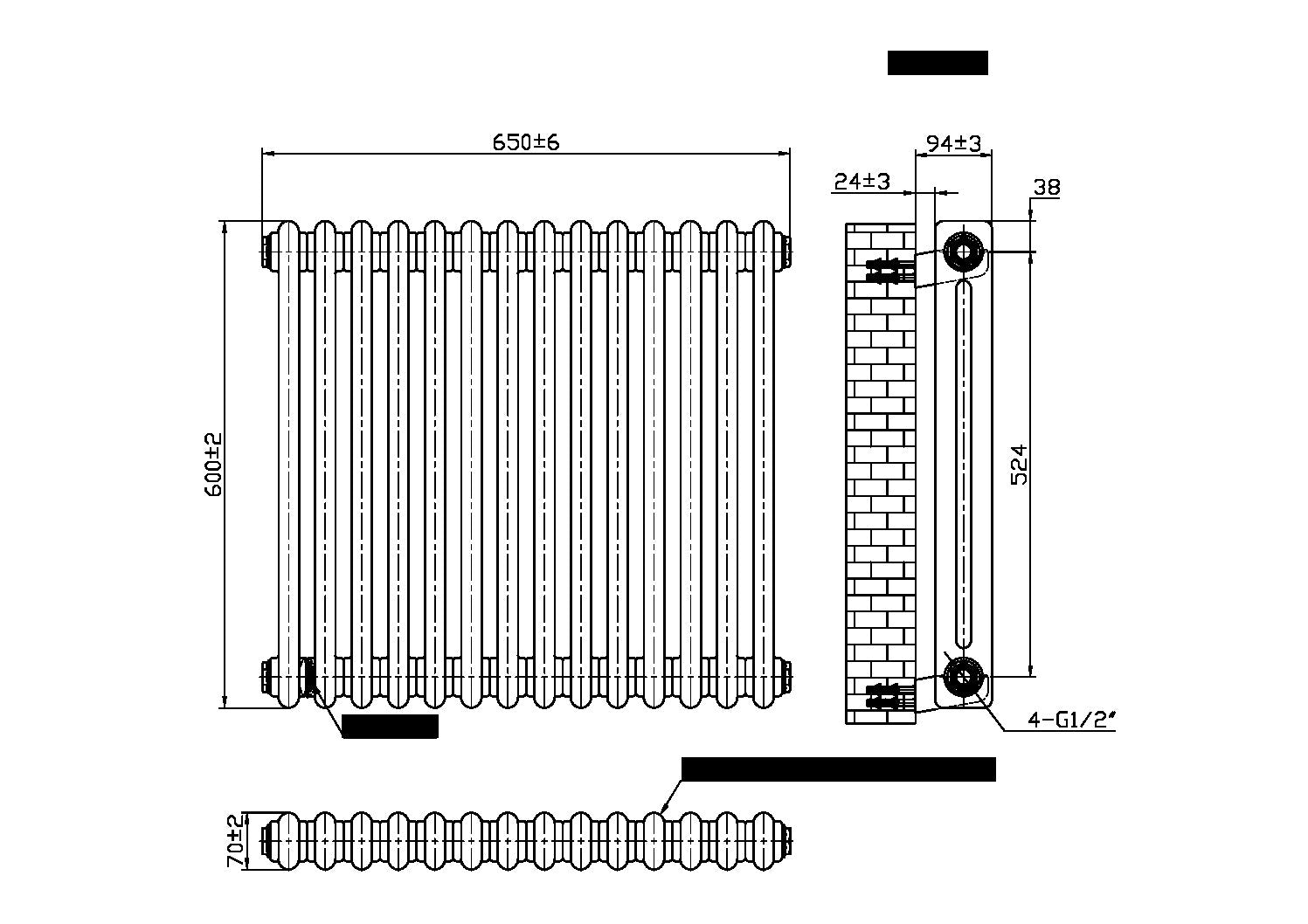 2 Column Horizontal Designer Radiator – 600 X 650
