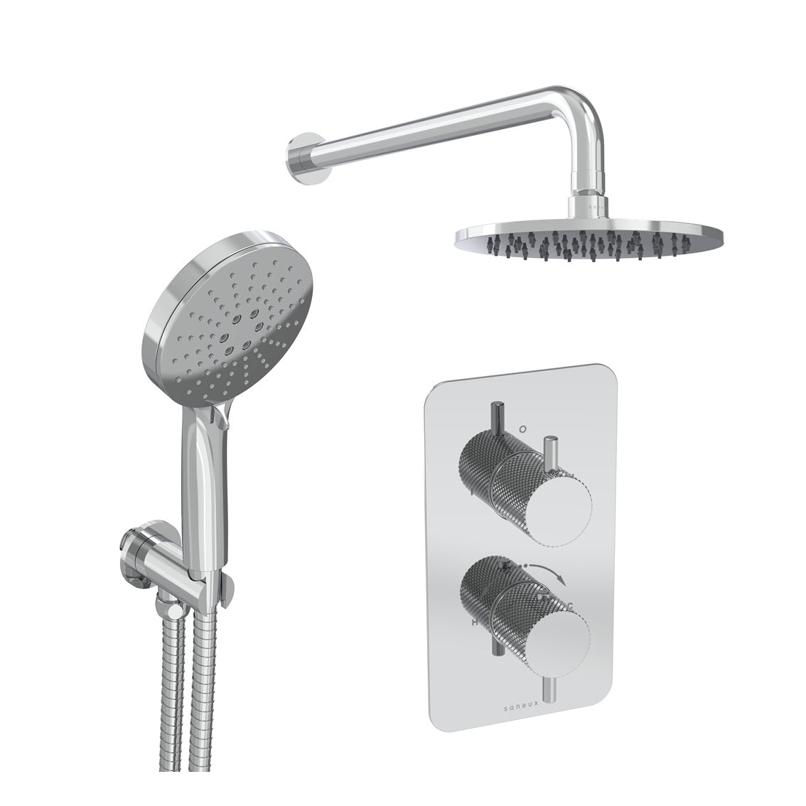 COS 2 way shower kit - w/ 3 Function Handset & Shower Head - Knurled