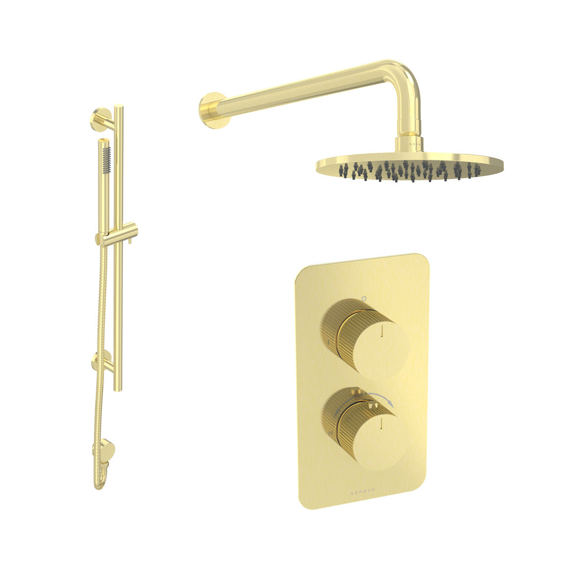 COS 2 way shower kit - w/ Slim Handset & Slider Rail & Shower Head - Fluted