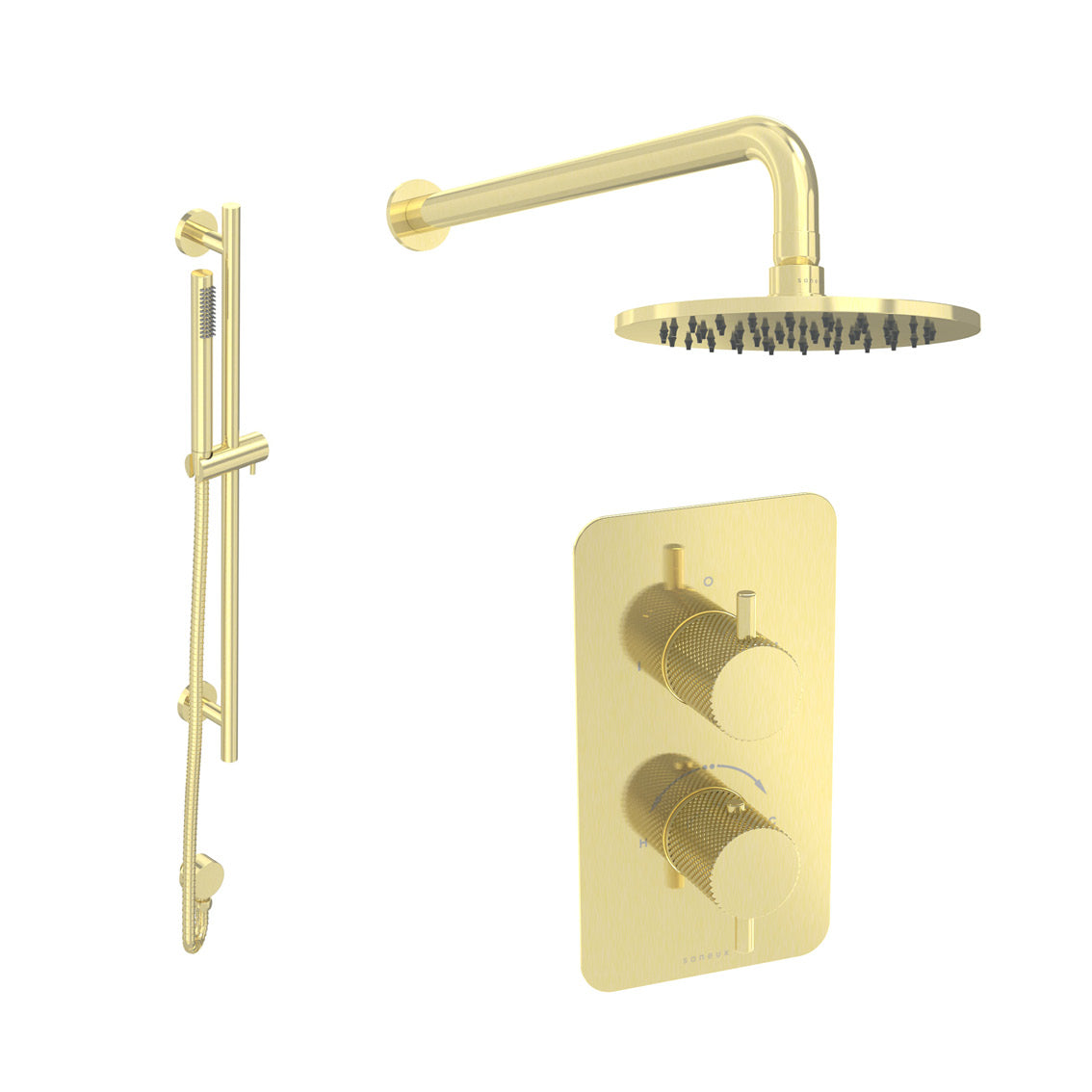 COS 2 way shower kit - w/ Slim Handset & Slider Rail & Shower Head - Knurled