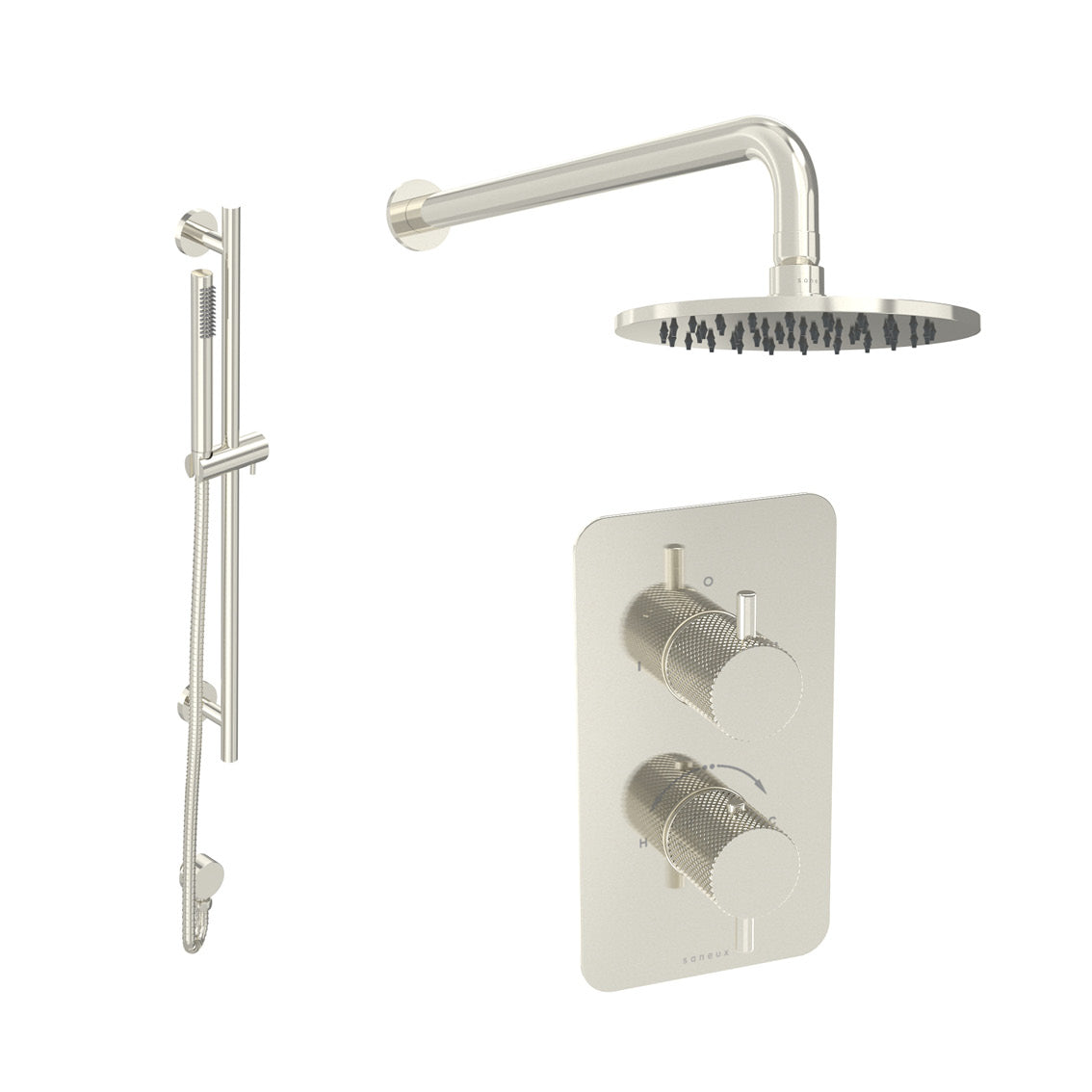 COS 2 way shower kit - w/ Slim Handset & Slider Rail & Shower Head - Knurled