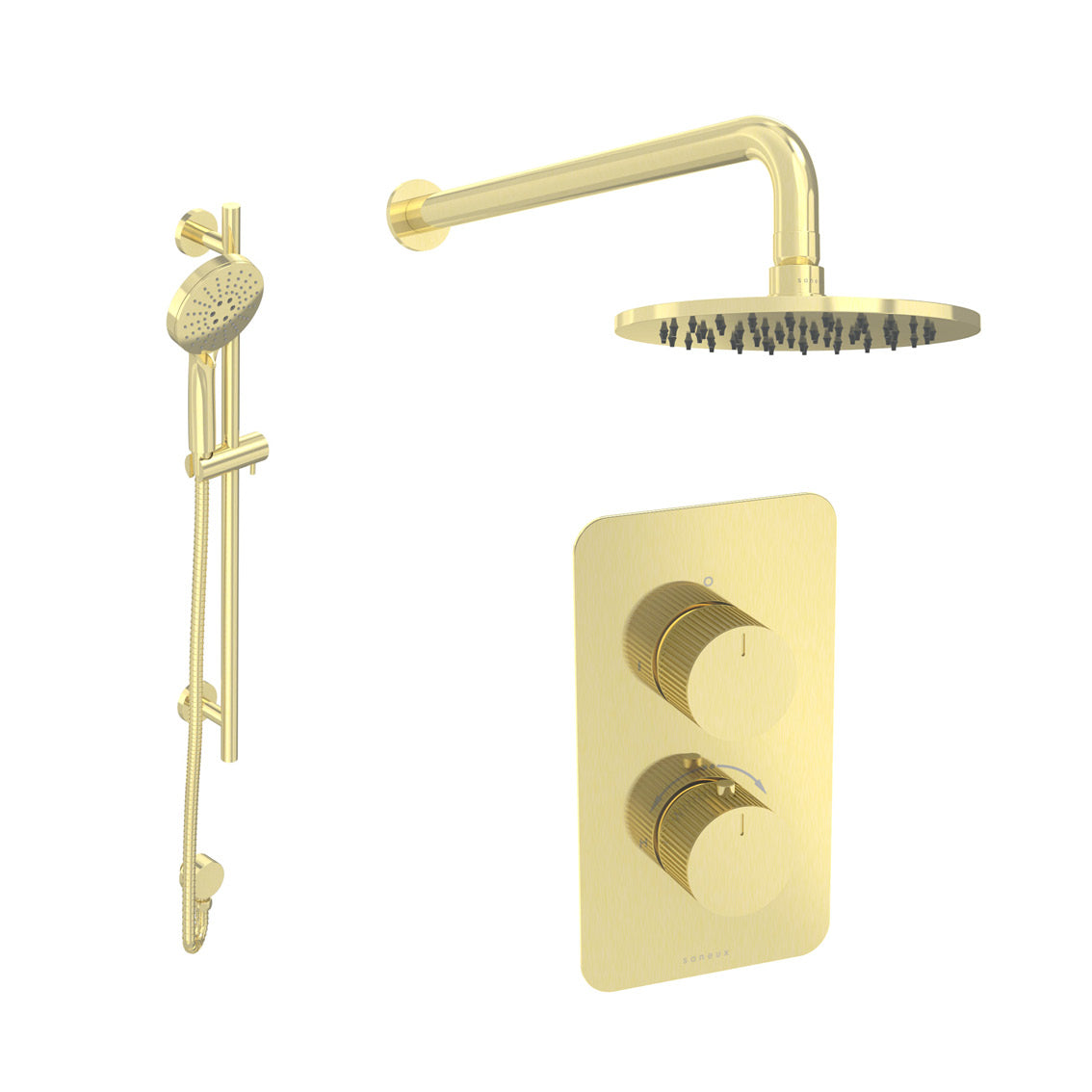COS 2 way shower kit - w/ 3 Function Handset & Slider Rail & Shower Head - Fluted
