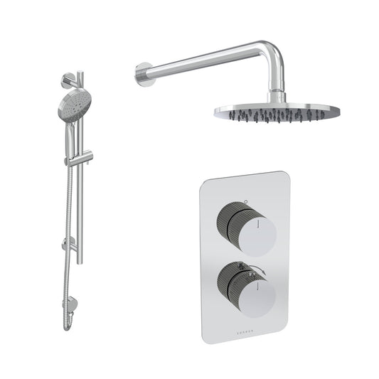 COS 2 way shower kit - w/ 3 Function Handset & Slider Rail & Shower Head - Fluted