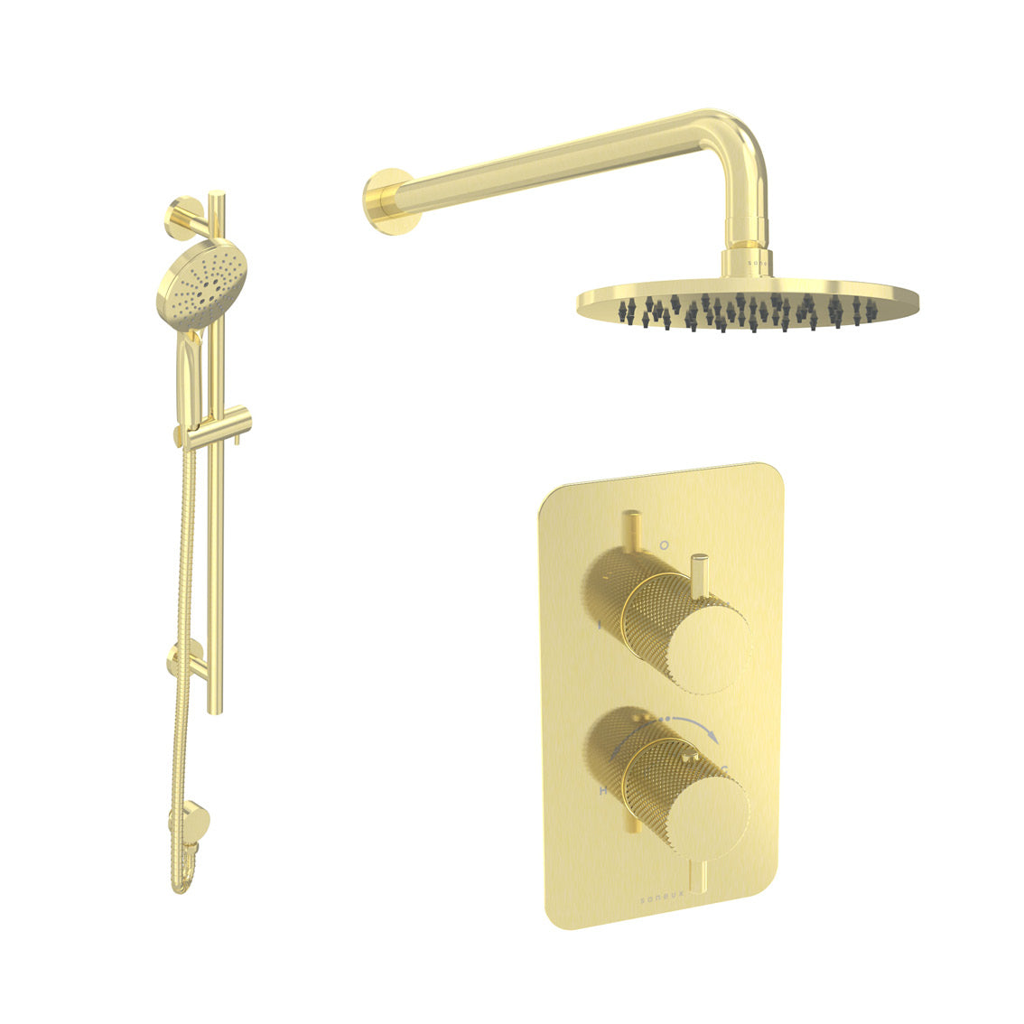 COS 2 way shower kit - w/ 3 Function Handset & Slider Rail & Shower Head - Knurled