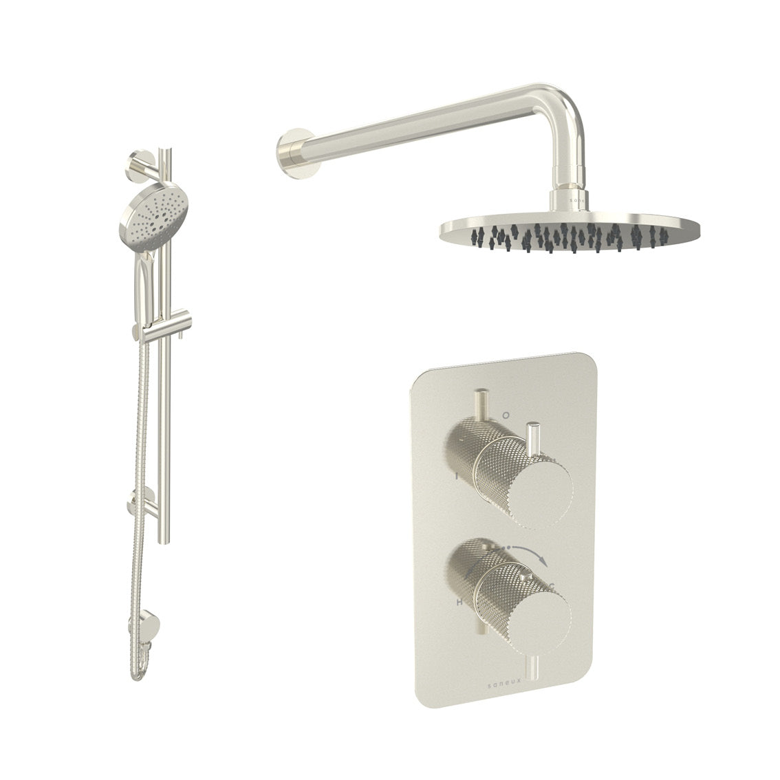 COS 2 way shower kit - w/ 3 Function Handset & Slider Rail & Shower Head - Knurled