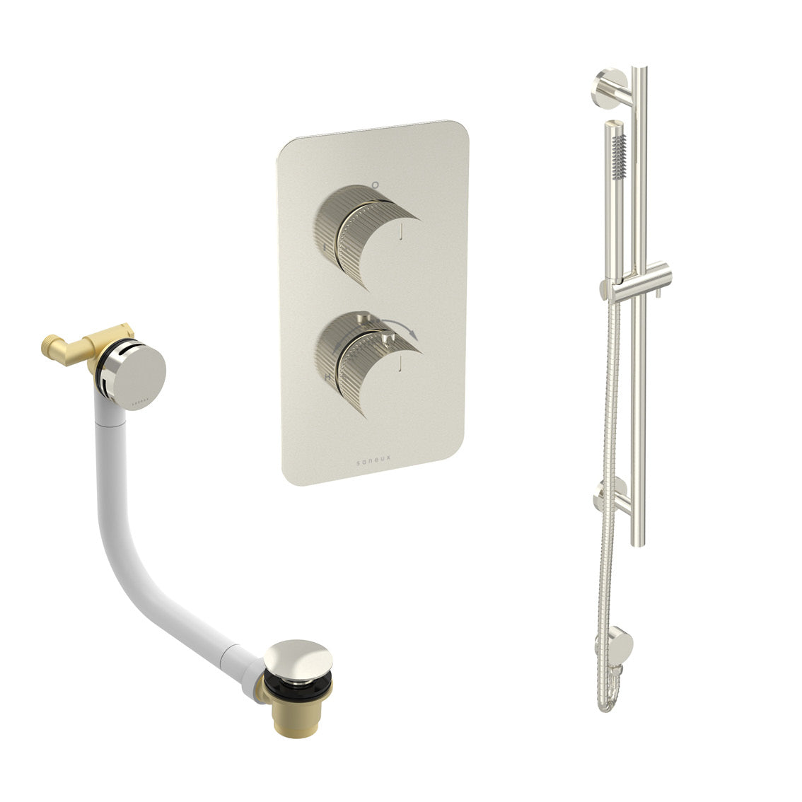 COS 2 way shower kit - w/ Slim Handset & Slider Rail & Bath filler - Fluted