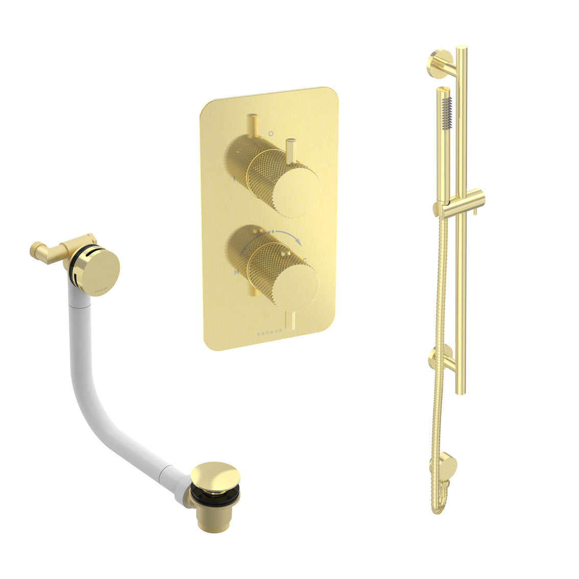 COS 2 way shower kit - w/ Slim Handset & Slider Rail & Bath filler - Knurled