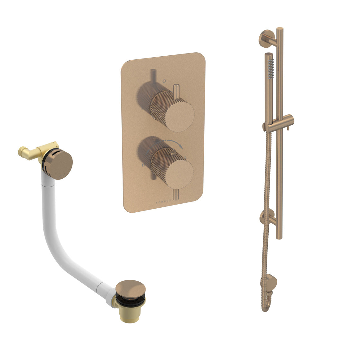COS 2 way shower kit - w/ Slim Handset & Slider Rail & Bath filler - Knurled