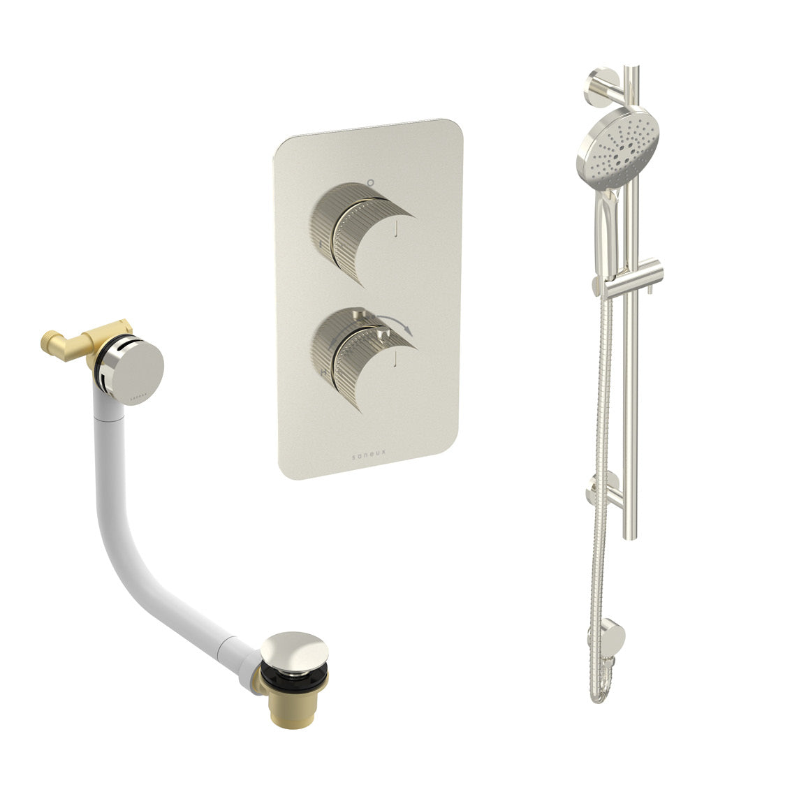 COS 2 way shower kit - w/ 3 Function Handset & Slider Rail & Bath filler - Fluted
