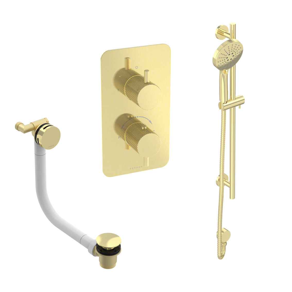 COS 2 way shower kit - w/ 3 Function Handset & Slider Rail & Bath filler - Knurled