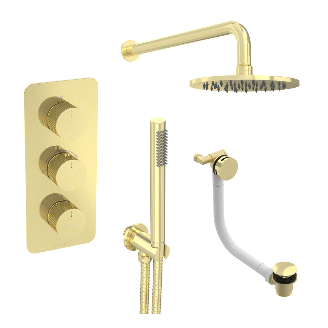 COS 3 way shower kit - w/ Slim handset & Bath filler & Shower head - Fluted