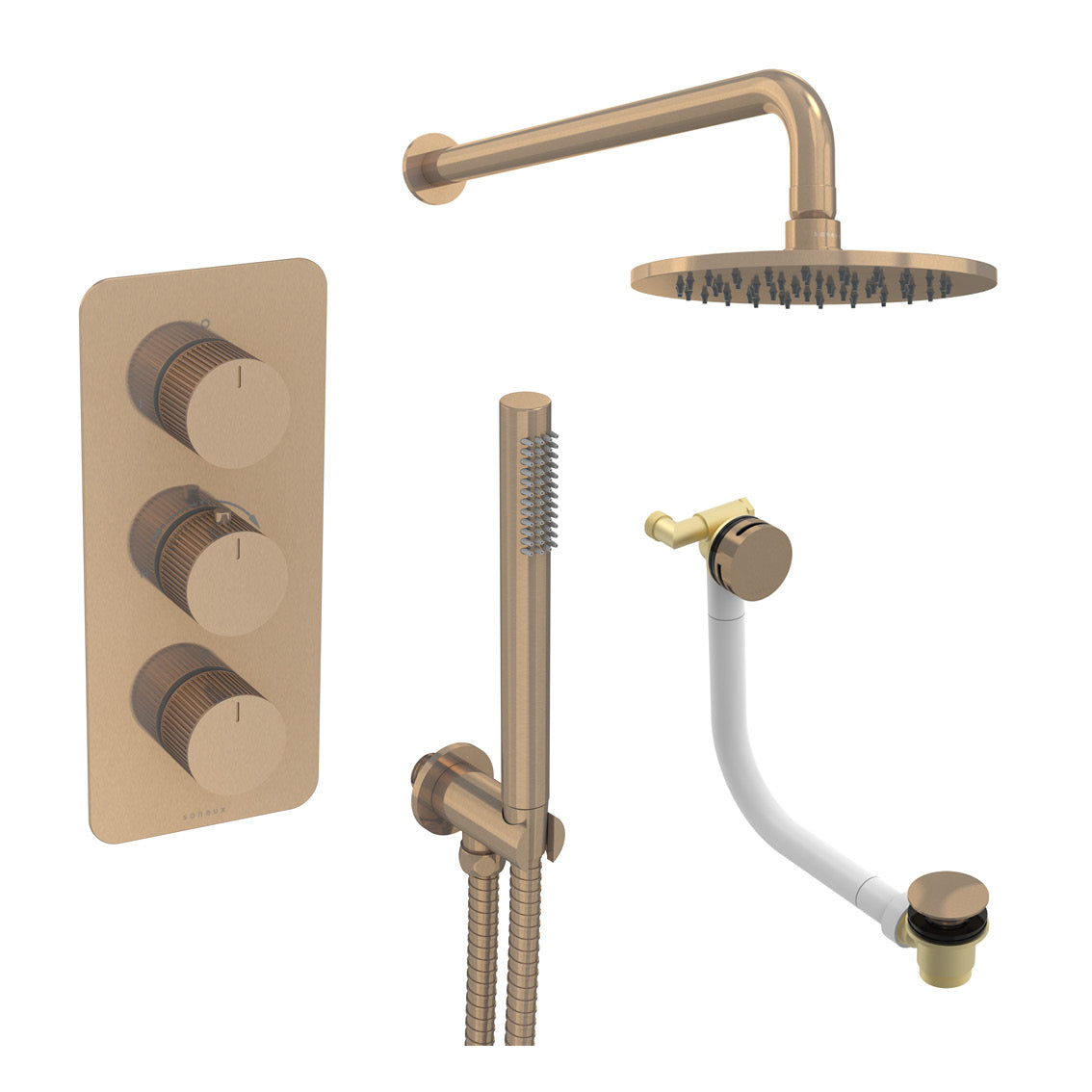 COS 3 way shower kit - w/ Slim handset & Bath filler & Shower head - Fluted
