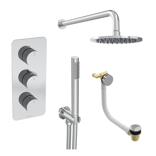 COS 3 way shower kit - w/ Slim handset & Bath filler & Shower head - Fluted