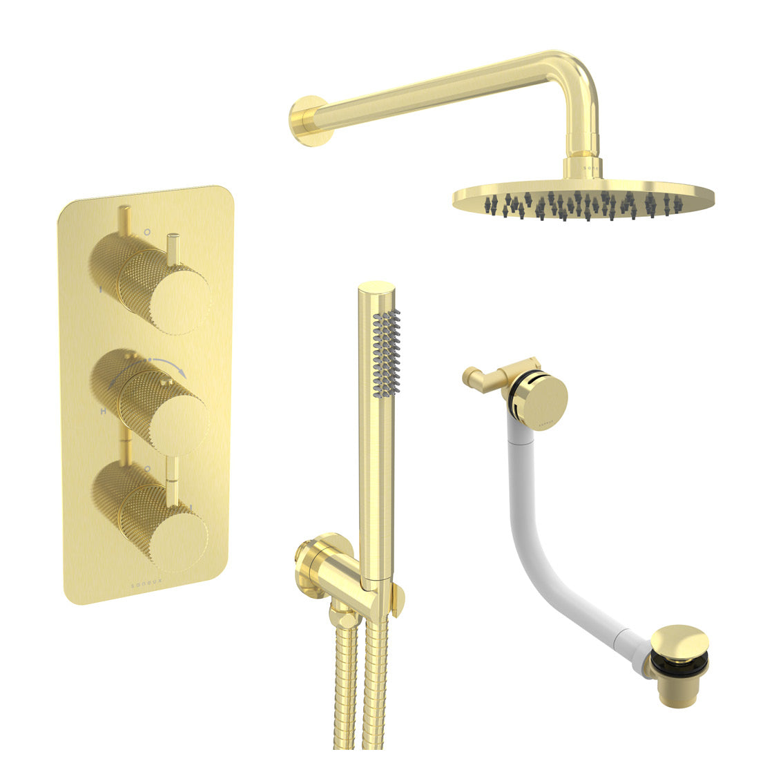 COS 3 way shower kit - w/ Slim handset & Bath filler & Shower head - Knurled