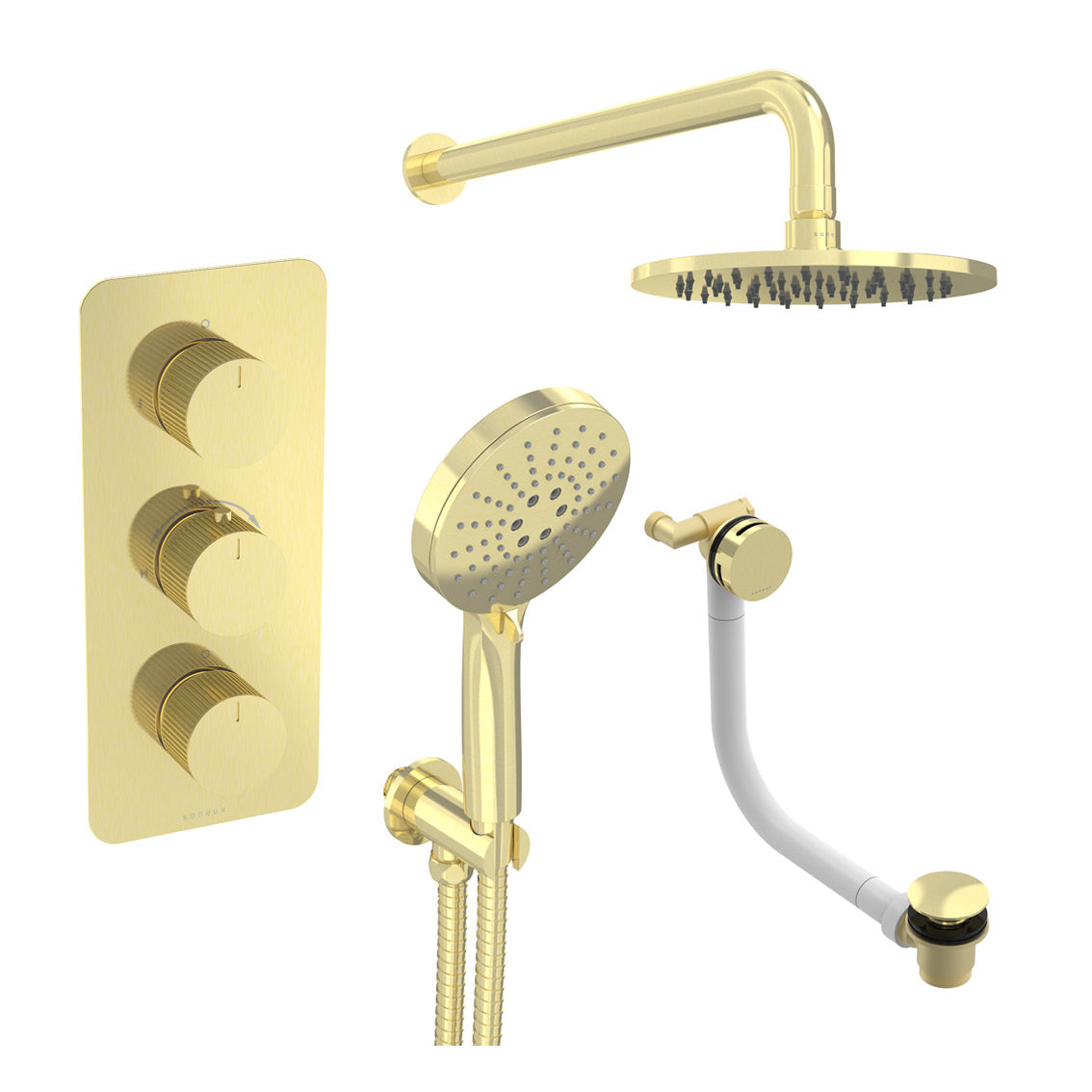 COS 3 way shower kit - w/ 3 Function Handset & Bath filler & Shower Head - Fluted
