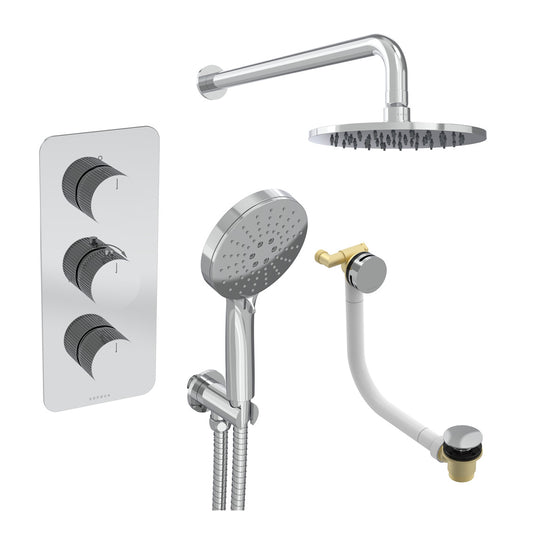 COS 3 way shower kit - w/ 3 Function Handset & Bath filler & Shower Head - Fluted
