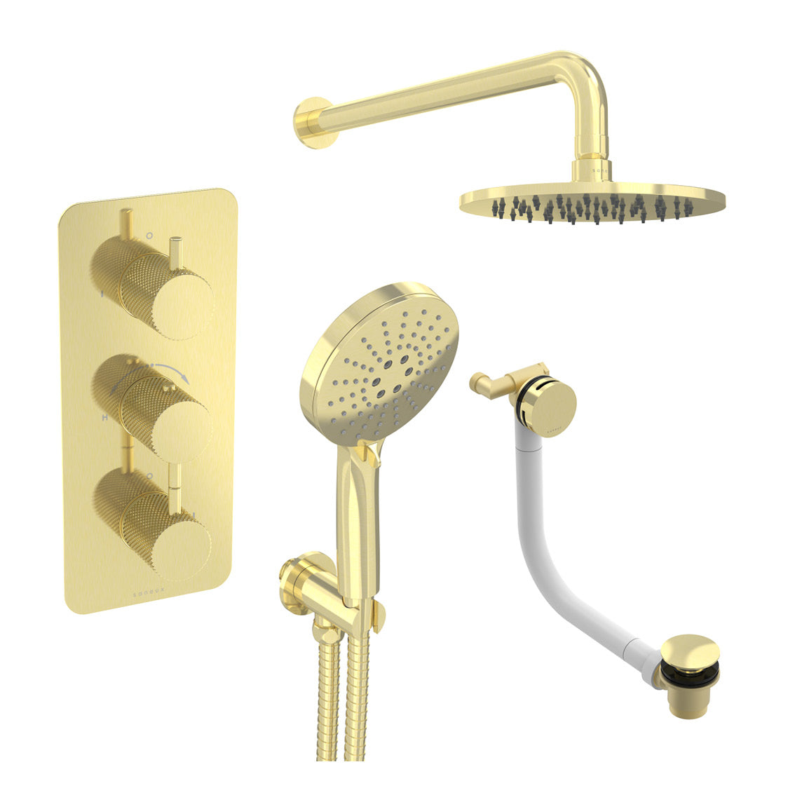 COS 3 way shower kit - w/ 3 Function Handset & Bath filler & Shower Head - Knurled