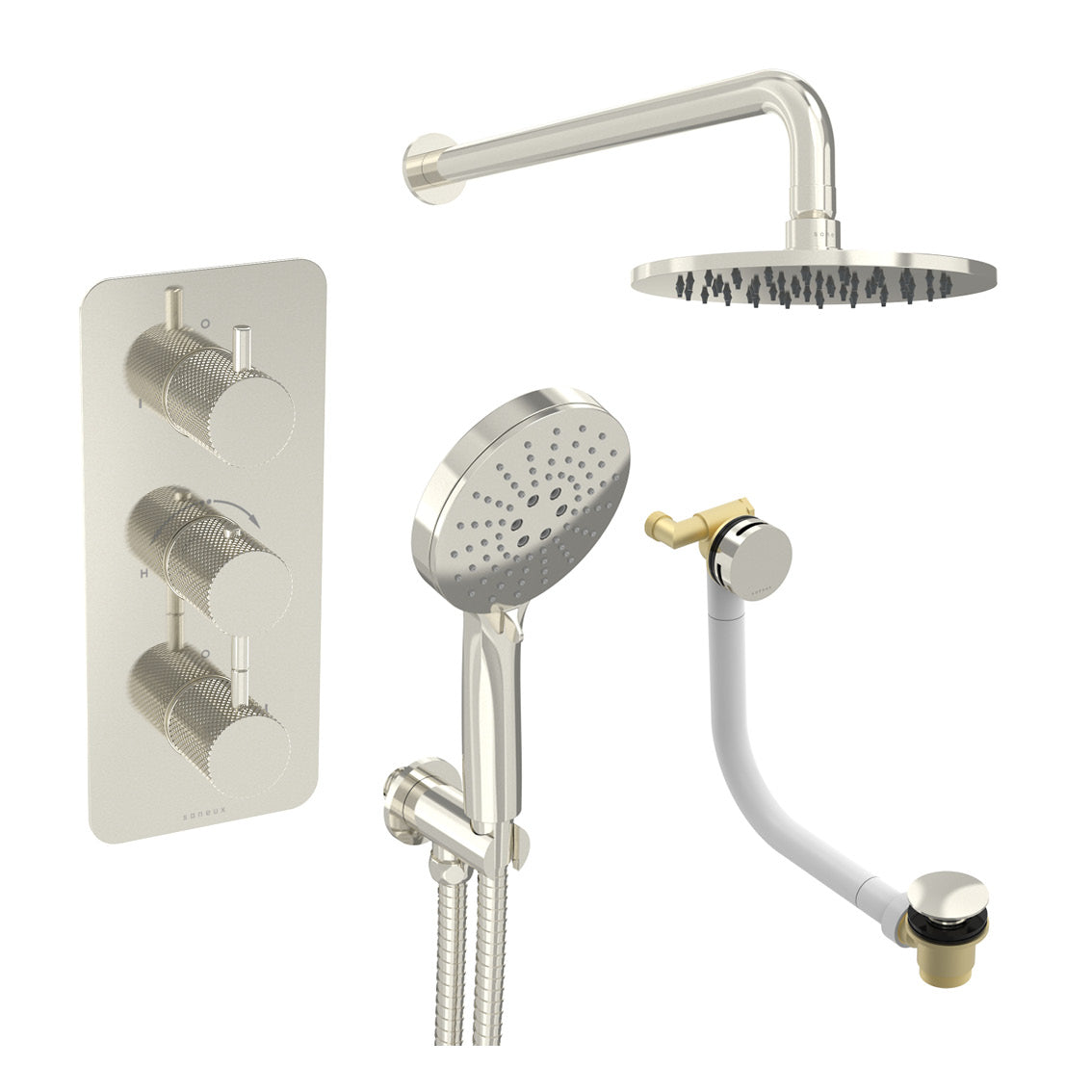 COS 3 way shower kit - w/ 3 Function Handset & Bath filler & Shower Head - Knurled