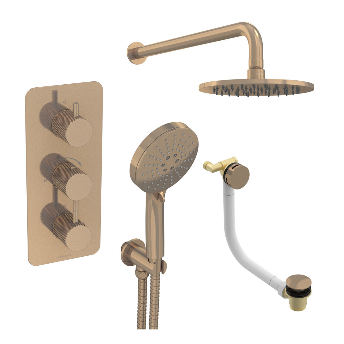 COS 3 way shower kit - w/ 3 Function Handset & Bath filler & Shower Head - Knurled