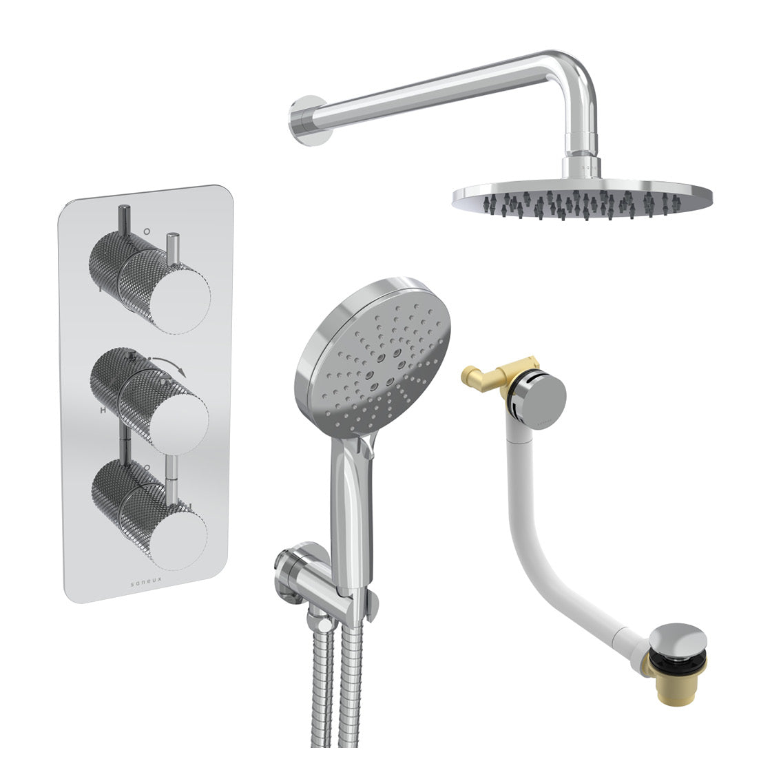 COS 3 way shower kit - w/ 3 Function Handset & Bath filler & Shower Head - Knurled