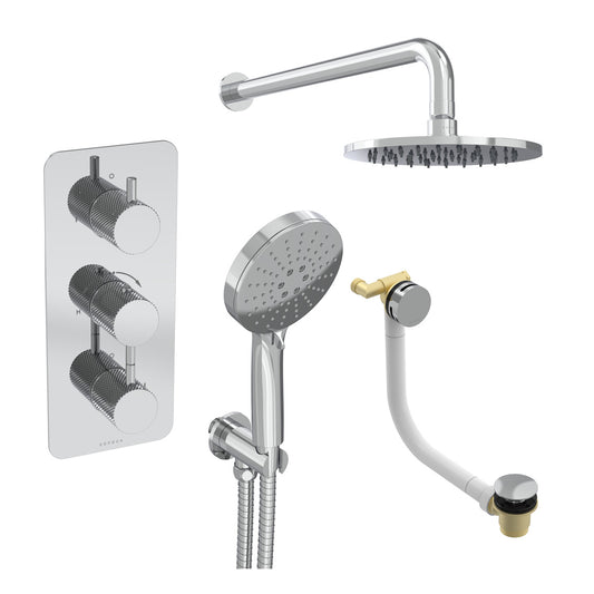 COS 3 way shower kit - w/ 3 Function Handset & Bath filler & Shower Head - Knurled