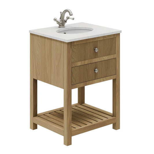 Addison Ribbed Natural Oak Floor Standing Vanity Unit 600mm