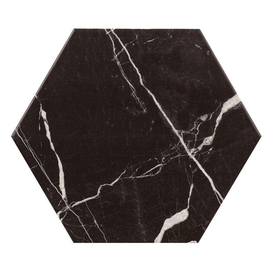 La Bella Black Marble Hexagon Matt Ceramic Tile 230x270mm