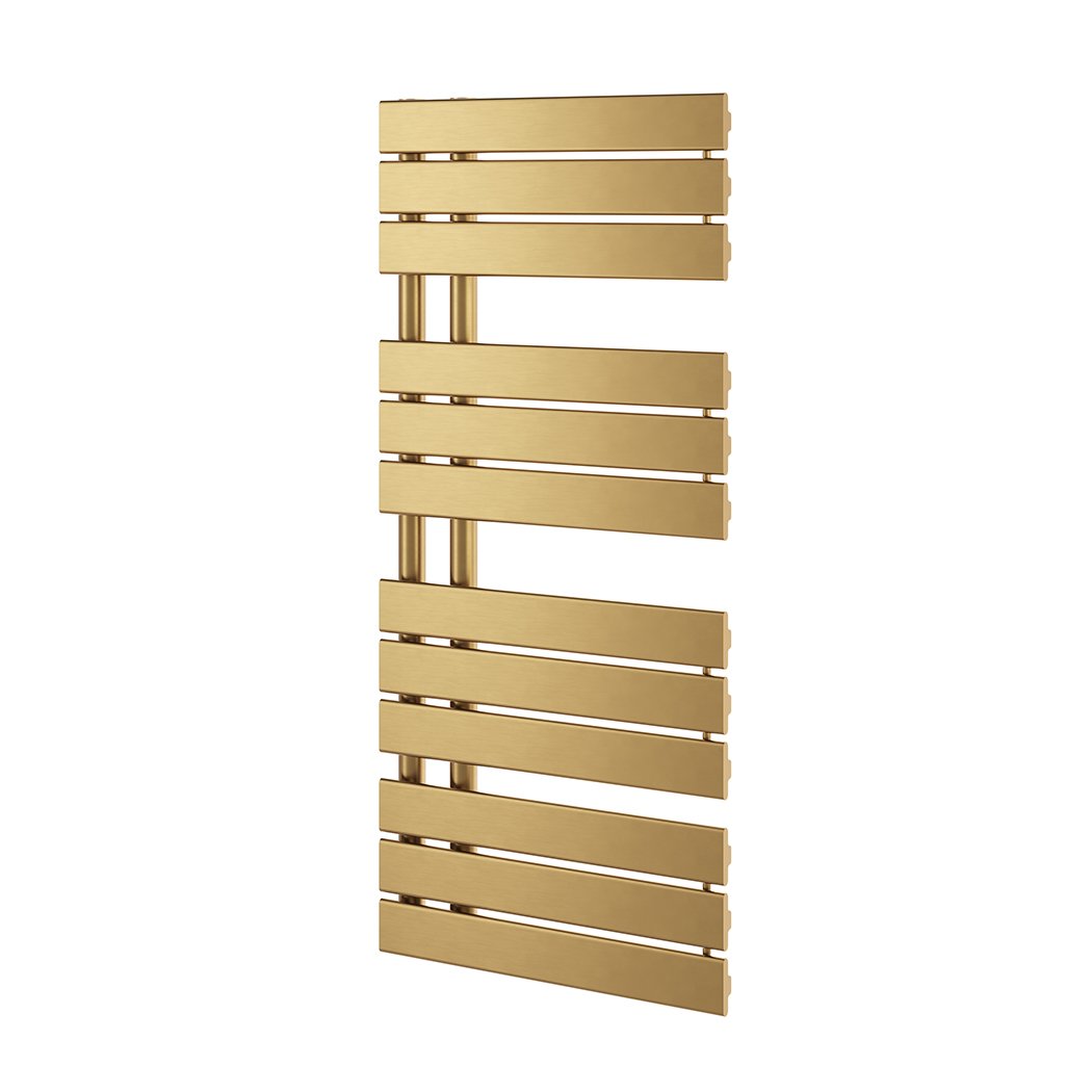 Tarvos Brushed Gold Heated Towel Rail 1080x550mm