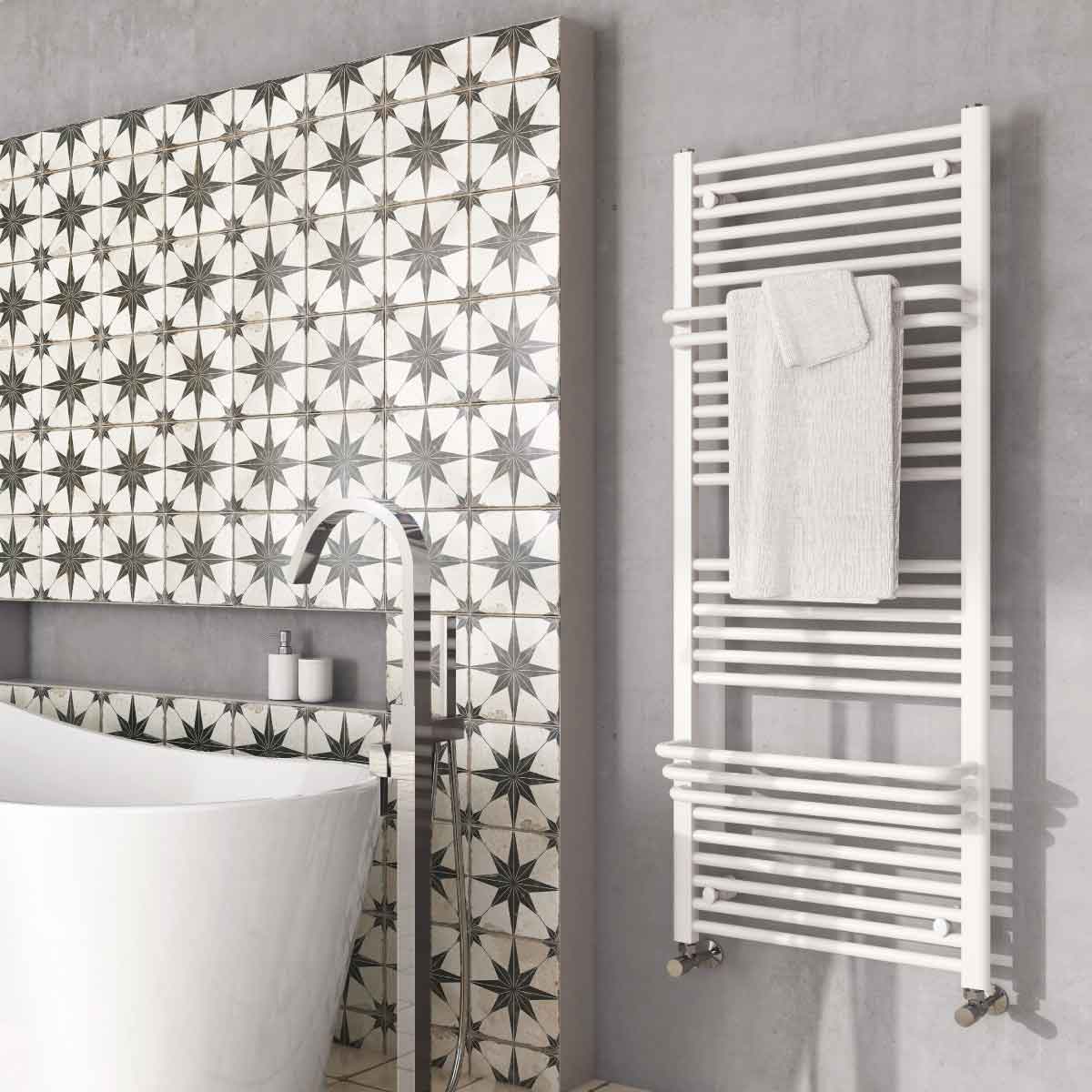Pico White Heated Towel Rail 1400x550mm