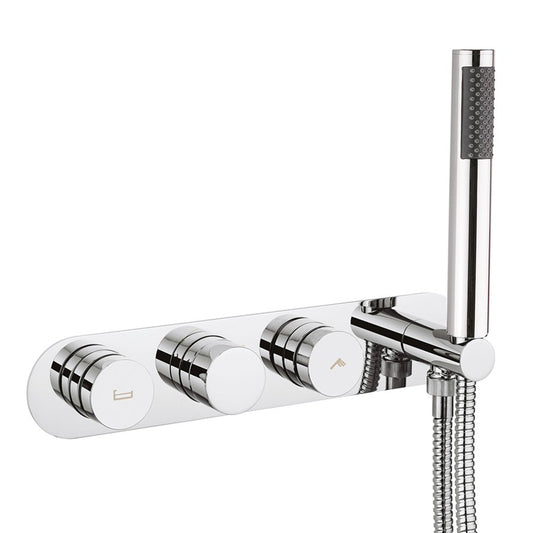 Dial Central Trim Thermostatic Bath Valve with 2 Way Diverter & Handset