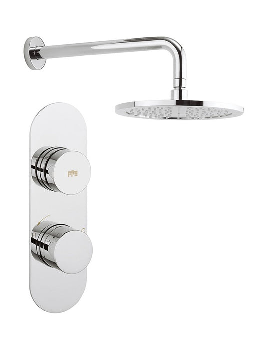 Dial Central Trim Single Outlet Thermostatic Shower Valve & Fixed Head