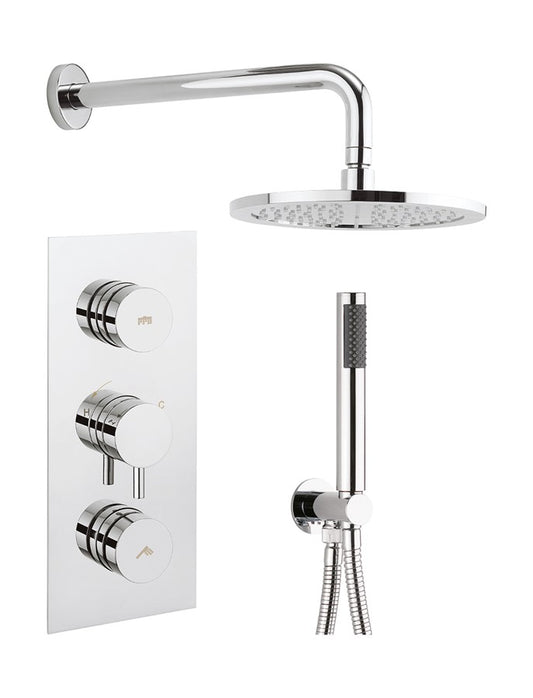 Dial Kai Lever Trim Thermostatic Shower Valve with 2 Way Diverter, Wall Outlet, Hose, Handset, Fixed Head & Arm