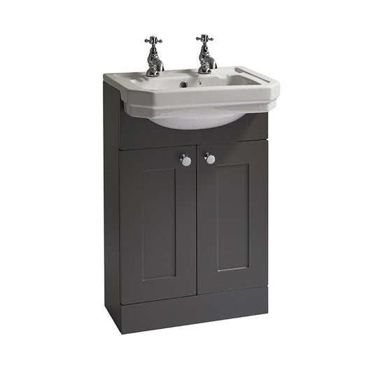 Elegant Haven Dunbar 550 Ash Grey Floor Standing Basin Unit And Semi Recessed Basin 42207-