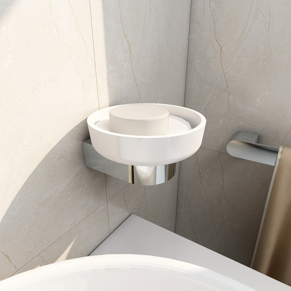 Round soap dish in Chrome