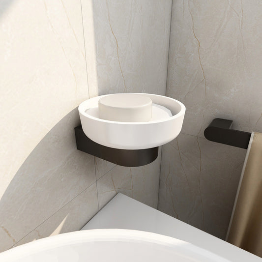 Round soap dish in matt black