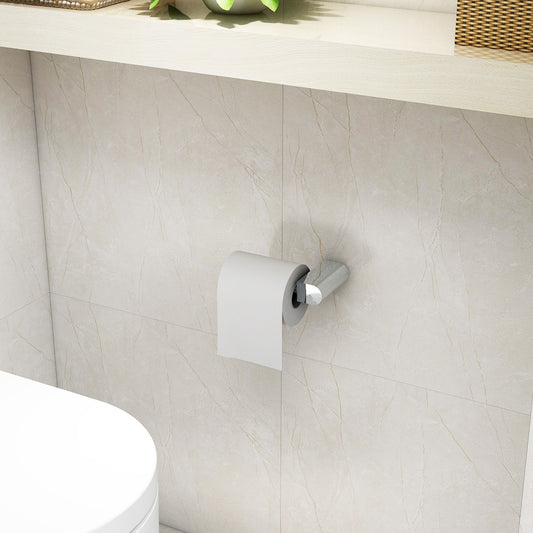 Round toilet roll holder in chrome