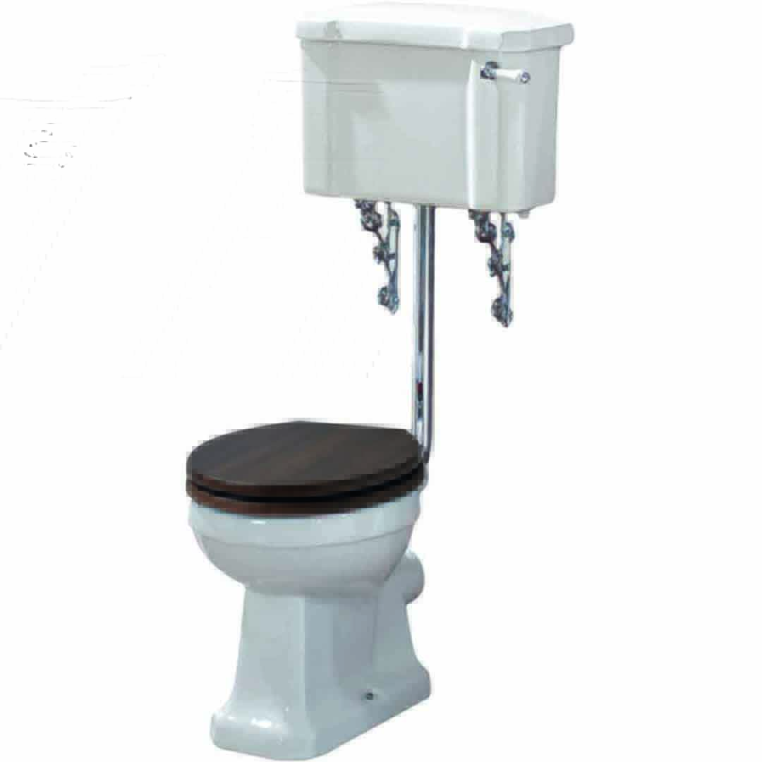 Elegant Haven Dunbar Low Level Wc With Cistern And Chrome Fittings And Walnut Seat And Cover 42126-42321-42222fp-