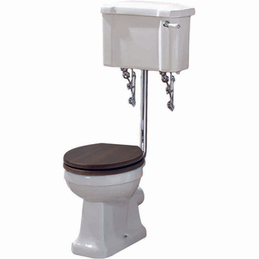 Elegant Haven Dunbar Low Level Wc With Cistern And Chrome Fittings And Walnut Seat And Cover 42126-42321-42222fp-